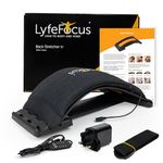 LyfeFocus Back Stretcher With Heated Memory Foam Cover For Back Pain & Muscle Tension - Comfortable Adjustable Spine Stretcher Posture Corrector - Lumbar Support with Chair Strap (Black, Smart Plug)