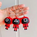 FEXXA 3D Cute Skuid- Game Keychain Character Key Chain with Rubber Lanyard, Red (3 Unit) (Classic Pattern - 3 UNIT)