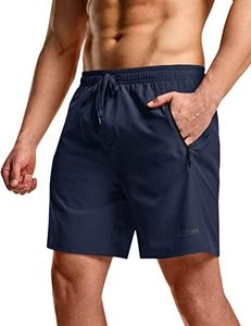 CQR Men's 7 Inches Sports Training Shorts, Lightweight Quick Dry Athletic Shorts, Running Workout Hiking Shorts with Pockets TXS102-NVY_L