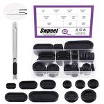 Swpeet 42Pcs 2 Types 10 Sizes Double Sided Round and Oval Rubber Grommet with 1Pcs Craft Knife Assortment Kit, Hole Plug Drill Hole Grommets Synthetic Wire Protection for Auto Car Wire Cable Wire