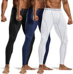 ATHLIO 3 Pack Men's Thermal Compression Pants, Athletic Running Tights & Sports Leggings, Wintergear Base Layer Bottoms LYP44-KVW Large