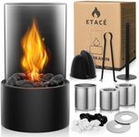 Table Fireplace with 2 Colours Decorative Stones with Table Fire Set for Indoor with 2 Combustion Chambers for 4H Burning Time, Bio Ethanol Fireplace for Indoor & Outdoor, Balcony Home Decoration,