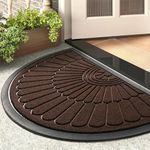 Prisha Cart Semicircular Durable Rubber Non Slip Front Door Mat for Outside Inside Entry Entryway | Dirt Trapper Welcome Mat for Muddy Paws and Shoes, Brown, 45x75 cm