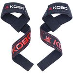 Kobo Weight Lifting Straps with Silicone Rubber Grip/Padded Gym Training Bar Belt Wrist Support, Black/red, Free Size