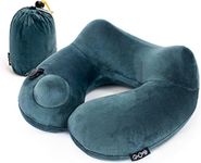 Push-Button Inflatable Daydreamer Neck Pillow with Airplane Travel Packsack and Luggage Clip - Gray