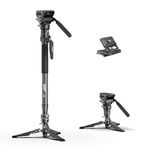 COMAN One-Click Lifting Carbon Fiber Monopod, 69‘’ Camera Monopod with Feet, Lightweight Travel Tripod with Quick Release Plate for Camera, DSLR, Camcorder, Max Load 22lbs/10kg (M1ProV5)