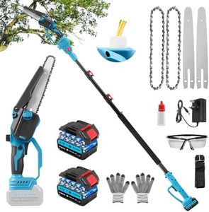 2-in-1 Cordless Pole Saw & Mini Chainsaw, 8 Inch Mini Chainsaw Cordless with Extension pole, Brushless Electric Pole Saw 2.5m Long Reach Battery Powered pole Saw for Tree Trimming Pruning/Wood Cutting