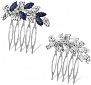 PLABBDPL Set de 2 Peines para Novia con Perlas, Cristales de Diamante de Imitación y Adornos en Plata y Vid para Cabello de Mujeres y Niñas, Ideal para Bodas, Fiestas y Veladas Nupciales,