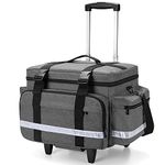 Damero Rolling Medical Bag with Detachable Trolley, Medical Equipment Bag with Removable Pouches and Dividers, First Aid Responder Bag Empty for Home Health Nurses, Doctors, EMT, EMS, Gray