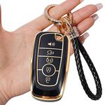 Jaronx Compatible with Ford Key Fob Cover, Key Fob Case with Gold Keychian for Ford Bronco Ecosport Edge Escape Explorer F150 F250 F350 F450 F550 Fusion Mustang Ranger