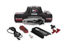 Warrior Winches Gladiator 12500lbs 12v electric winch with synthetic rope with wired/wireless remote and hawse fairlead, IP68 Waterproof electric winch, for offroad, jeeps, SUVs, 4x4 Truck winch