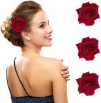 FIOBEE 2.75" Rose Hair Clip Flower Hairpin Rose Brooch Floral Clips for Woman Girl Party Wedding Pack of 3