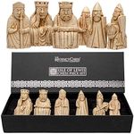 Isle of Lewis Replica Chess Pieces -Six Highly Detailed Stone-Resin replicas: KING, QUEEN, BISHOP, KNIGHT, WARDER & BERSERKER