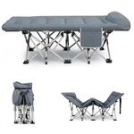 Hukimoyo Aluminium Adjustable Folding Bed single for Sleeping adult cot for,camping Bed portable Foldable bed indoor outdoor for Travelling Upto 150KG (Grey Cushion bed, 190 cm x 68cm x 35 cm)