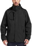 Kugnala Men's Rain Jacket Waterproof Raincoat Hood Lightweight Windproof Windbreaker Jackets for Men Outdoor Hiking Cycling Travel Black L