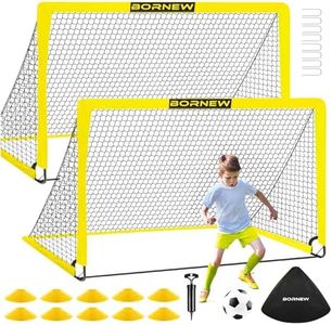 Kids Soccer Goal for Backyard Set - 2 Toddler Soccer Nets Training Equipment, Soccer Ball, Pop Up Portable Soccer Set for Kids and Youth Games and Training Goals - Size 4' x 3',Orange
