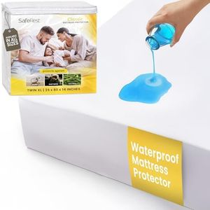 SafeRest 100% Waterproof Twin XL Size Mattress Protector - College Dorm Size for Back to School - Machine Washable Cotton Mattress Cover for Bed - Perfect Bedding Airbnb Essentials for Hosts