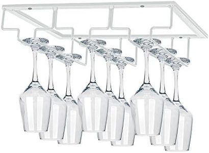 MOCOUM Wine Glass Rack, 3 Rows, White, Under Cabinet, Stemware Hanger, 1 Pack