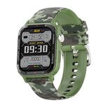 Fire-Boltt Tank 1.85" Outdoor Rugged Bluetooth Calling Smart Watch, 123 Sports Mode, 8 UI Interactions, Built in Speaker & Mic, 7 Days Battery (Camo Green)