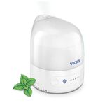 Vicks Personal Cool Mist Ultrasonic Humidifier - Small, Easy to Use, Quiet - Constant Mist Output - Home Use, Bedroom, Office, Nursery - Essential Oil VapoPad Included - Up to 5h for 10m2 - VUL510