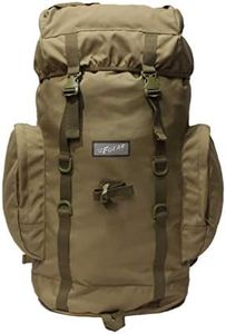 F Gear Platoon Khaki 46L Rucksack with D-Ring, MOLLE Loops & Hip Belt | 1 Compartment & 3 Pockets | Durable Water-Resistant Outdoor Bag | Fits Upto 17 Inch Laptop | Trekking, Hiking, Camping Rucksack