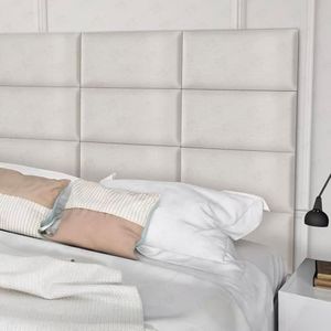 Kaieyres Wall Mounted Headboard, Acoustic Panel, Peel and Stick Wall Padding, White Terry Cloth, 9.84 x 23.62 inches,12-Pack ﻿