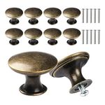 Yuechenggui 10 Pcs Vintage Round Drawer Handle, Antique Pull Handles Knobs, Bronze Metal Cabinet Knobs Closet Door Drawer Knob Furniture Knobs for Cupboards, Wardrobe, Kitchen