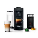 Nespresso VertuoPlus Coffee and Espresso Maker Bundle with Aeroccino Milk Frother by De'Longhi, Limited Edition Black Matte