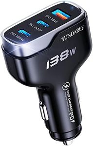 SUNDAREE Caricabatterie Auto USB C 100W,138W 3 Porte 12V 24V PD QC Fast Charge Carica Rapida Tipo C Caricatore Accendisigari Adattatore for Samsung S23/iPhone/Redmi Note 12/Macbook/Galaxy Book/Laptop