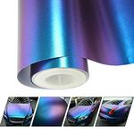 VINYL FROG Matte Metallic Chameleon Purple-Blue Vehicle Car Vinyl Wrap Stretchable Air Release DIY Decoration 2.95 x 5ft