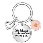 Inspirational Quote Keychain She believes she could so she did Keyring Keychain Gifts Women Girl's Key Ring Chain for Best Friends, Daughter, Sister