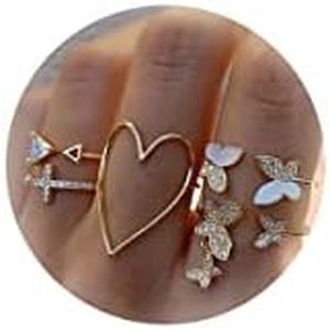 HUASAI Gold Stackable Rings for Women Trendy Cute Rings Stuff Boho Moon Star Butterfly Knuckle Ring Set Dainty Gold Rings Pack Jewelry Gifts
