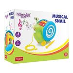 Giggles Funskool Giggles, 3 In 1 Pull Along Musical Snail, Xylophone, Drum And Walking, Pull Along, Preschool Toys, 12 Months & Above, Infant, Multicolour