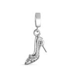 Fashionista Stylish Crystal Ladies Evening High Heel Pump Shoe Stiletto Dangle Charm Bead For Women .925 Sterling Silver Fits European Bracelet