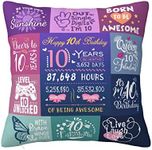 10th Birthday Gifts for Girls, Birthday Gifts for 10 Year Old Girl Pillow Covers 18”x18”,10th Birthday Decorations for Girls, 10th Birthday Gifts, 10 Year Old Girl Gift Ideas for Sister Granddaughter