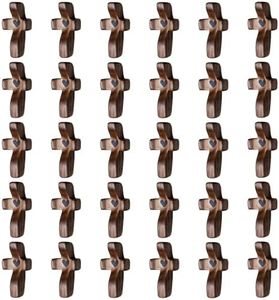 30-Pack Wooden Cross Fidget, Handmade Pocket Wood Crosses, Cross My Heart | Encouragement Gift, Relieve Anxiety for Yourself, Inspirational Easter Gift for Christian Faith, Prayer, Christmas Gifts