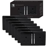 Trendi 2 Gang Artistic Modern Glossy 13 Amp Switched Plug Socket (7 Pack)