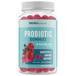 Probiotic Gummies with Vitamin C and Folic Acid | 5 Billion CFU Probiotics | Gut Health, Digestion, & Immune System Support | Gluten-Free, Non-GMO, Berry Flavor | 60 ct.