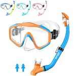 HiiPeak Kids Snorkel Set, Dry Top Snorkel Mask Snorkelling Package, Snorkelling Diving Mask with Breathing Tube Panoramic View Tempered Glass Anti-Fog, Children Swimming Goggles,Snorkeling Gear