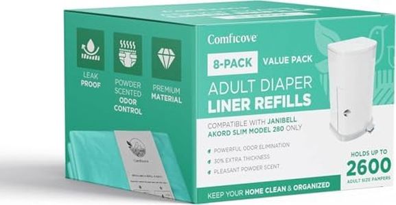 Comficove 8 Pack Janibell Akord Refill Liners, Compatible with Janibell Akord 280 Slim Model, Adult Diaper Pail Liners, Odor Resistant Bags