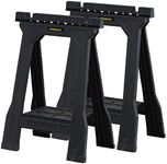 STANLEY Folding Junior Work Bench Saw Horse Twin Pack, with Tray for Tools and Small Parts, STST1-70355, Black