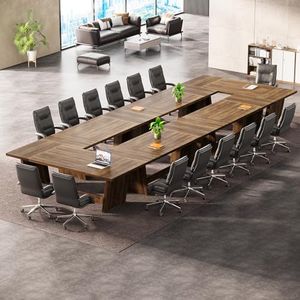 Tribesigns 6FT Conference Table, 71” Rectangular Executive Meeting Table for Office, Large Sturdy Business Desk with Solid Wooden Pedestal, Modern Seminar Boardroom Furniture (8 PCS, Dark Brown)