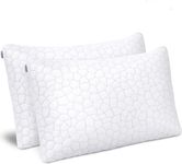 Shredded Memory Foam Pillow for Sleeping 2 Pack Cooling Bamboo Pillow with Adjustable Loft Hypoallergenic Bed Pillows for Side and Back Sleepers Washable Removable Derived Rayon Cover (2-Pack)