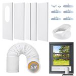 Mrrihand Portable AC Window Vent Kit with 5.9'' Exhaust Hose & Coupler, Upgraded Seamless Air Conditioner Window Vent Kit, Adjustable Window Seal for Sliding Vertical & Horizontal Window