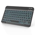 FOGARI Bluetooth Keyboard - 7 Unique Backlight Color Portable Silent UK Layout Keyboard for iPad 10.2/iPad Air/iPad 9.7/Pro/Mini/Samsung/Honor/Lenovo/Huawei/Xiaomi/HD 10, Black