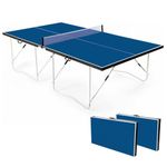 9FT Full Size Folding Table Tennis Table - Quick 10-Min Assembly, Portable Ping Pong Table Net Set for Indoor/Outdoor, Home Office Garden Games