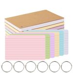 zmybcpack 360 Pcs Lined Index Cards 5 x 8 Inches, Colored Flash Cards with 6 Rings, Ruled Index Flashcards Large Lined Notecards Cue Cards for Studying, Learning, School, College, Memory