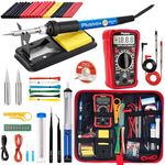 Soldering Iron Kit, 60W Soldering Iron 20-in-1, Adjustable Temperature Soldering Welding Iron Kit, Digital Multimeter, 2 pcs Interchangeable Tips, Solder Wire for Electronics Repair Hobby 110V US Plug