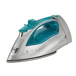 Sunbeam Steammaster 1400 Watt Large Anti-Drip Nonstick Stainless Steel Iron with Steam Control and Retractable Cord, One Size, Chrome/Teal