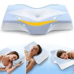 Memory Foam Neck Support Pillow for Neck and Shoulder Pain Sleeping with Cooling Pillowcase: Ergonomic Cervical Pillow 5X Pain Relief - Orthopedic Contour Bed Pillows for Side Back Stomach Sleepers